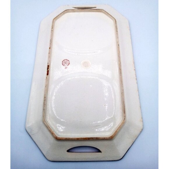 Red Plaid Serving Tray Takito Company Vintage Hand Painted Japan 10.25 In Crazed - Picture 9 of 16